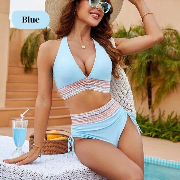 【Buy One Get One Free】💃Colorful High Waist Tummy Control Bikini Set