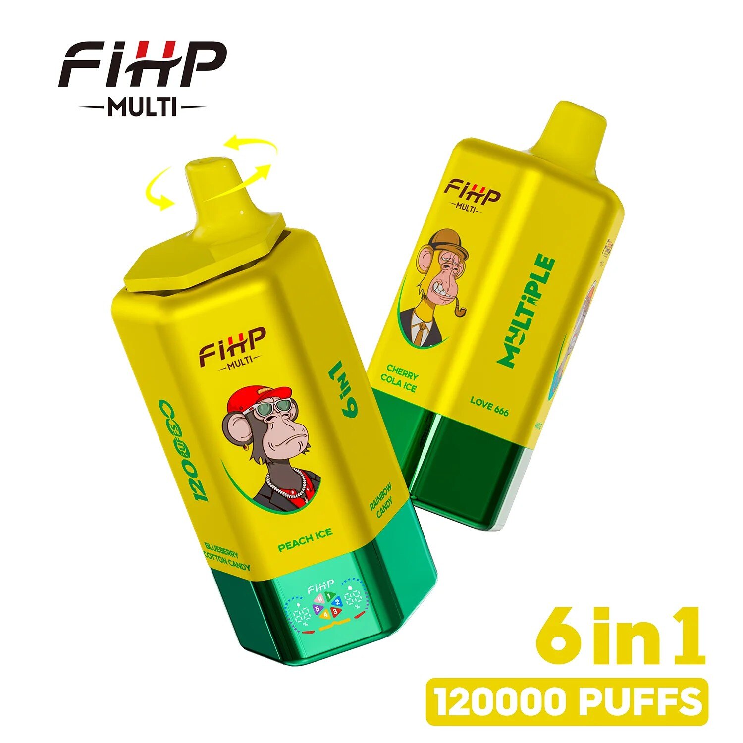 Fihp 120K Big Puffs 6 Flavors in 1 Adjust Vape