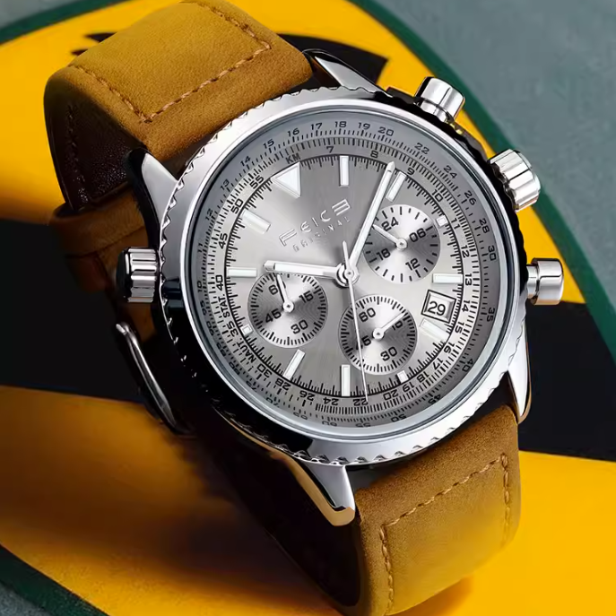 FEICE FK812 Мъжки часовници Многофункционални ръчно сглобени винтидж зелени часовници за мъже