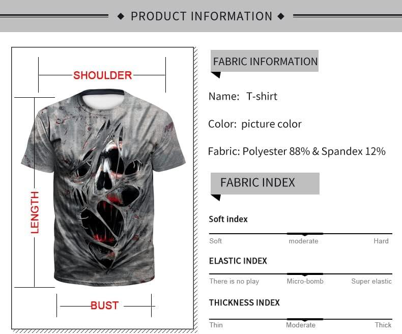 Men's 3D Print Skull T-Shirt 3D Creative Print Short Sleeve T-Shirt Casual Round Neck Novelty Street Fashion Tees Shirt
