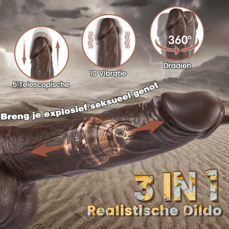 Duże czarne realistyczne dildo 3w1 pilot 18CM