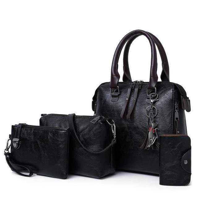 🔥4-piece set. genuine leather handbag