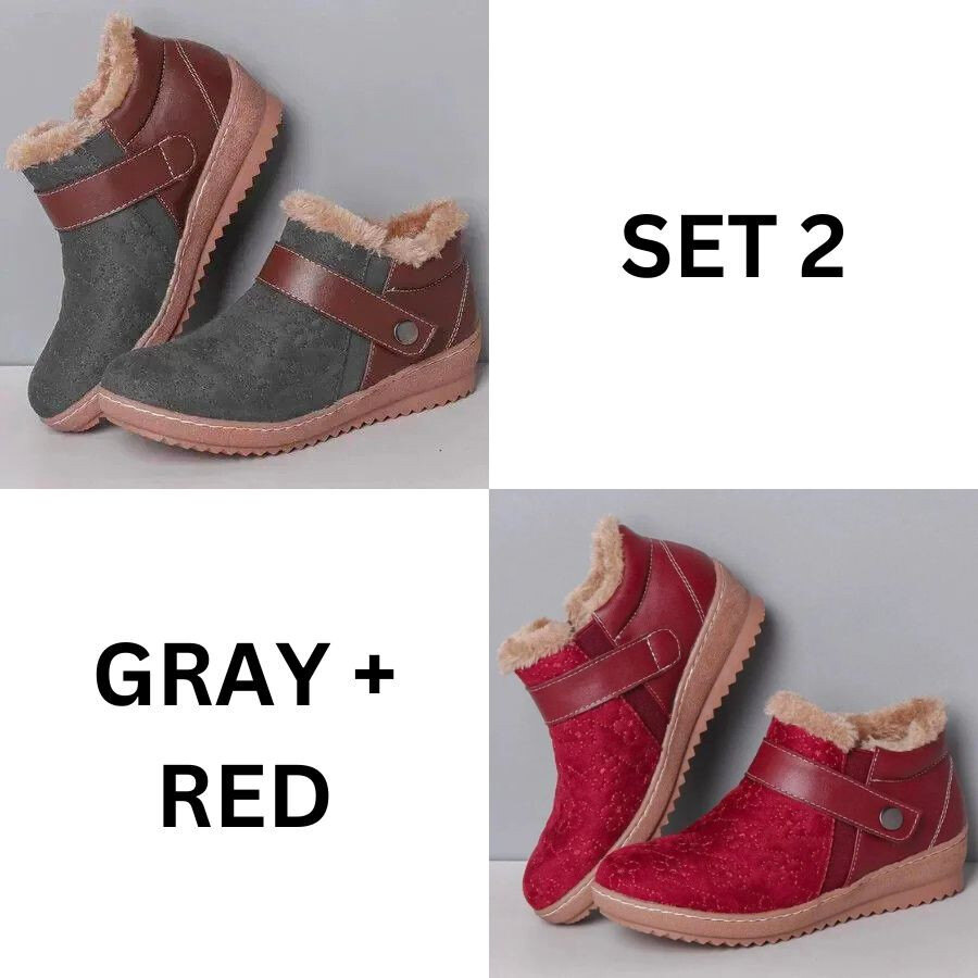 🔥Último dia com 49% de desconto - Novas botas de neve antiderrapantes de lã de cor combinando com a cabeça redonda de inverno