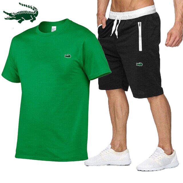 Cartelo High quality spring and summer new men's casual sports cotton round neck short-sleeved T-shirt+casual sports pants set