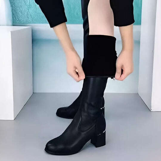 47% KEDVEZMÉNY✨Őszi-téli sorozat✨Meleg bőr női bokacsizma✨Karcsúsító