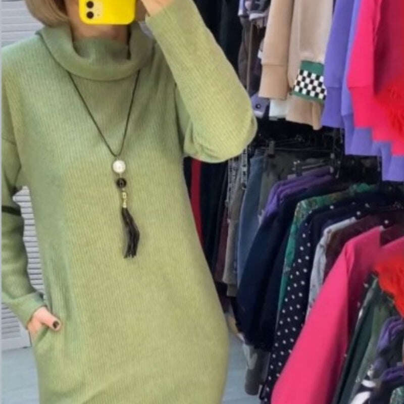 ✨AUTOCONFIANÇA ELEGANTE👗 VESTIDO FEMININO COM MANGA COMPRIDA E SLOT