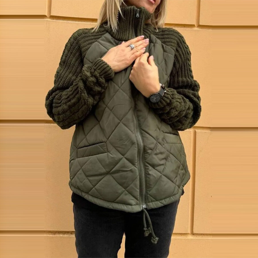 ❄️Ofertas de Inverno❄️Moda Cardigan Zipper Stand Collar Roupas de algodão