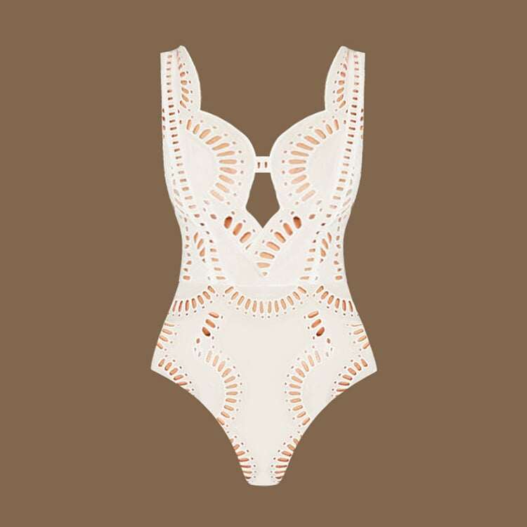 ✨ White Hollow One Piece Swimsuit Set 🩱