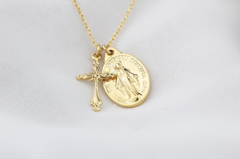 Virgin Mary and Jesus Necklace