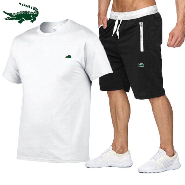 Cartelo High quality spring and summer new men's casual sports cotton round neck short-sleeved T-shirt+casual sports pants set
