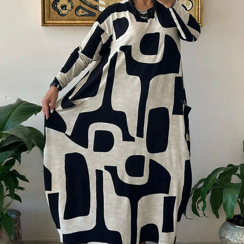 ✨Vestido feminino de manga comprida com estampa