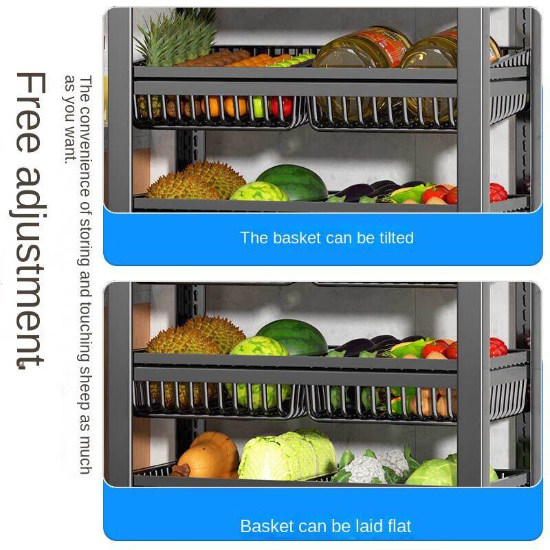 Wholesale Custom Color Design Corrosion Resistant Carbon Steel Fruit and Vegetable Shelf with Four Wheels