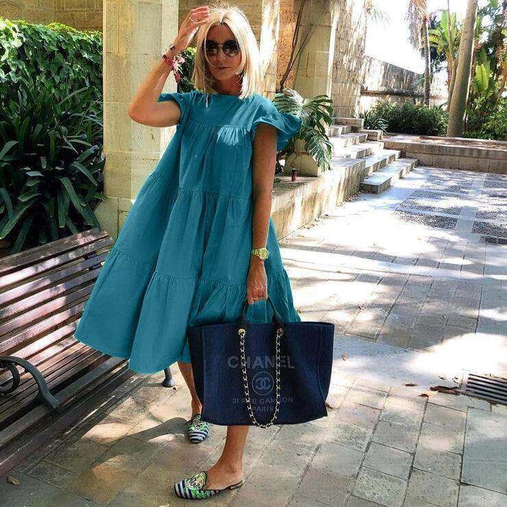 Vestido feminino com corte A para lindas férias de verão para mulheres