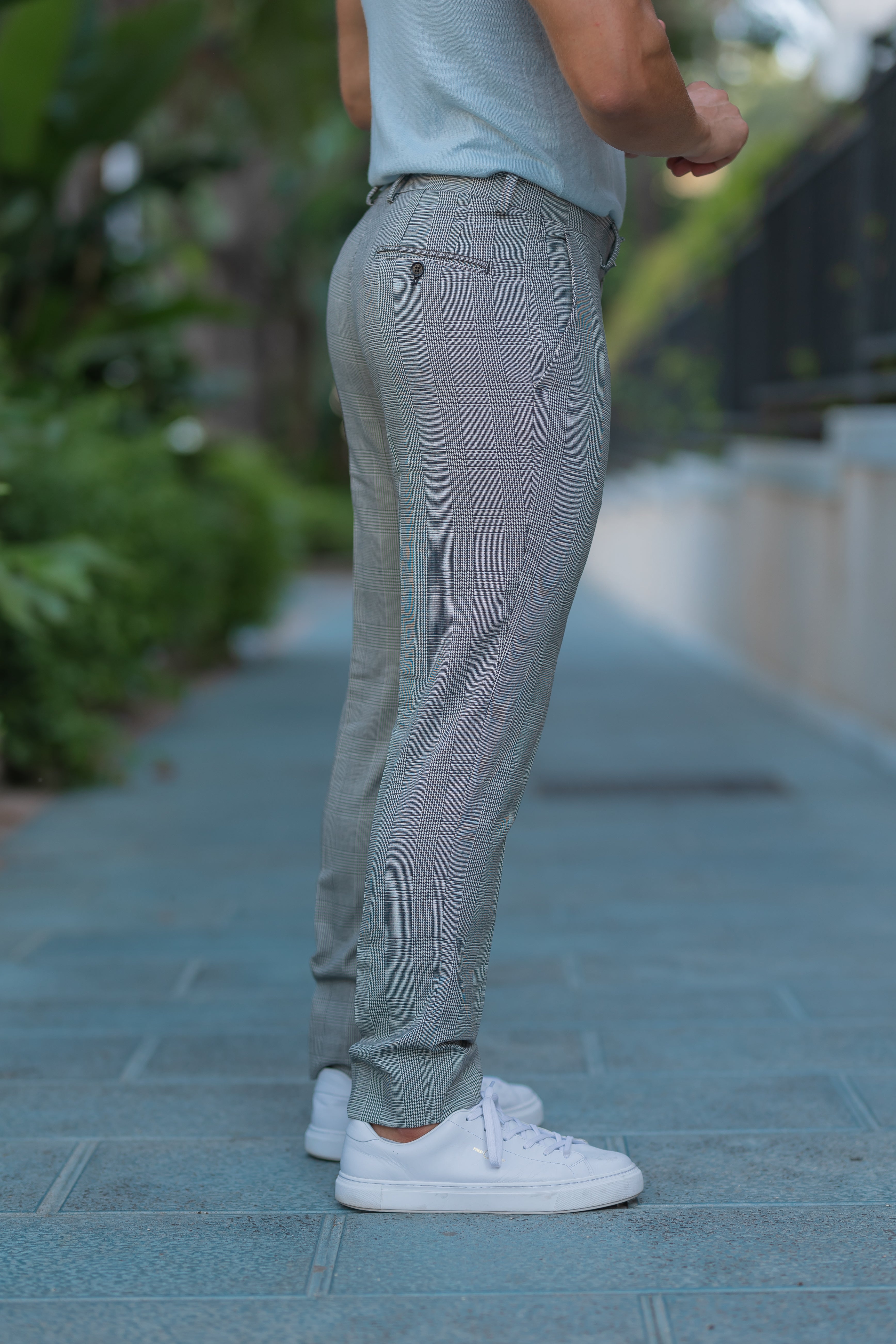 Father Sons Slim Formal Black / Ecru Prince of Wales Check Stretch Trousers - FSTR012