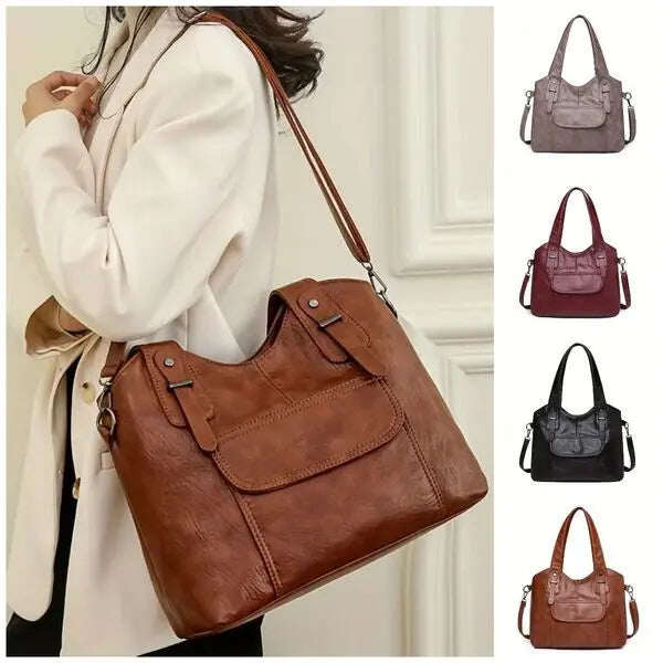 👜🔥Nova bolsa de ombro feminina feita de couro genuíno