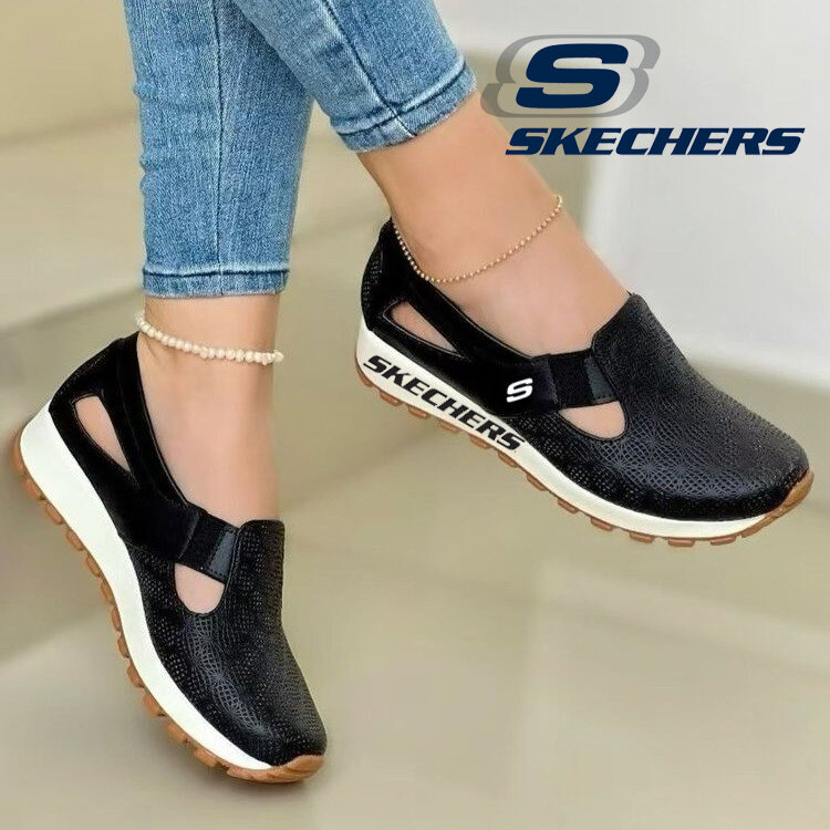 Nowe buty damskie Skechers 2025, wygodne, zapinane na rzep, odpowiednie do noszenia wiosną i latem.