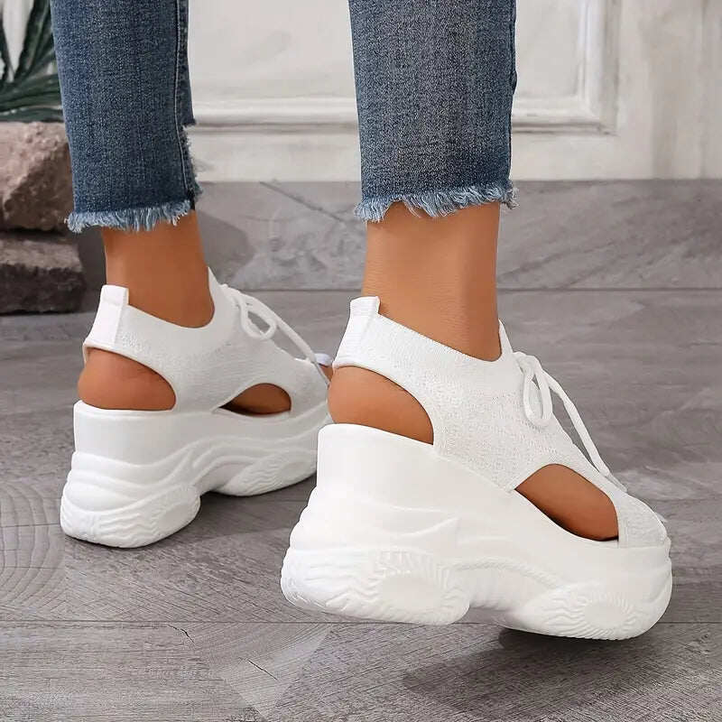 Sandálias de verão com sola grossa e salto alto