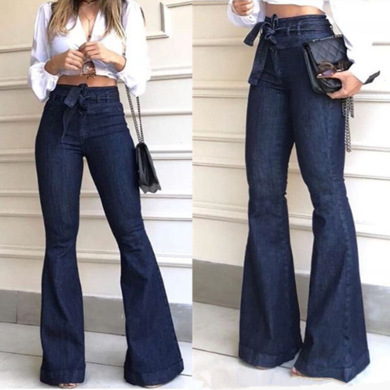 CALÇA LARGA FEMININA COM CINTURA ALTA E MICRO ELÁSTICO COM ATACADORES