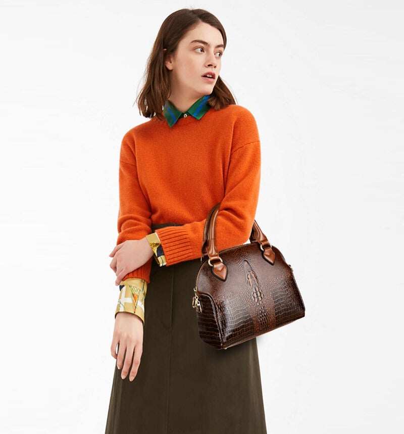 2024 Bolsa crossbody feminina com padrão de crocodilo