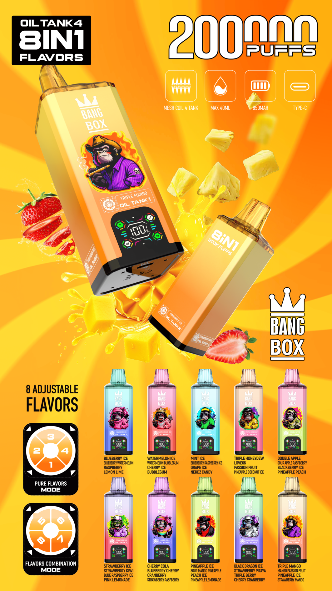 Bang Box 200000 PUFFS – Ultimate 8-in-1 Disposable Vape