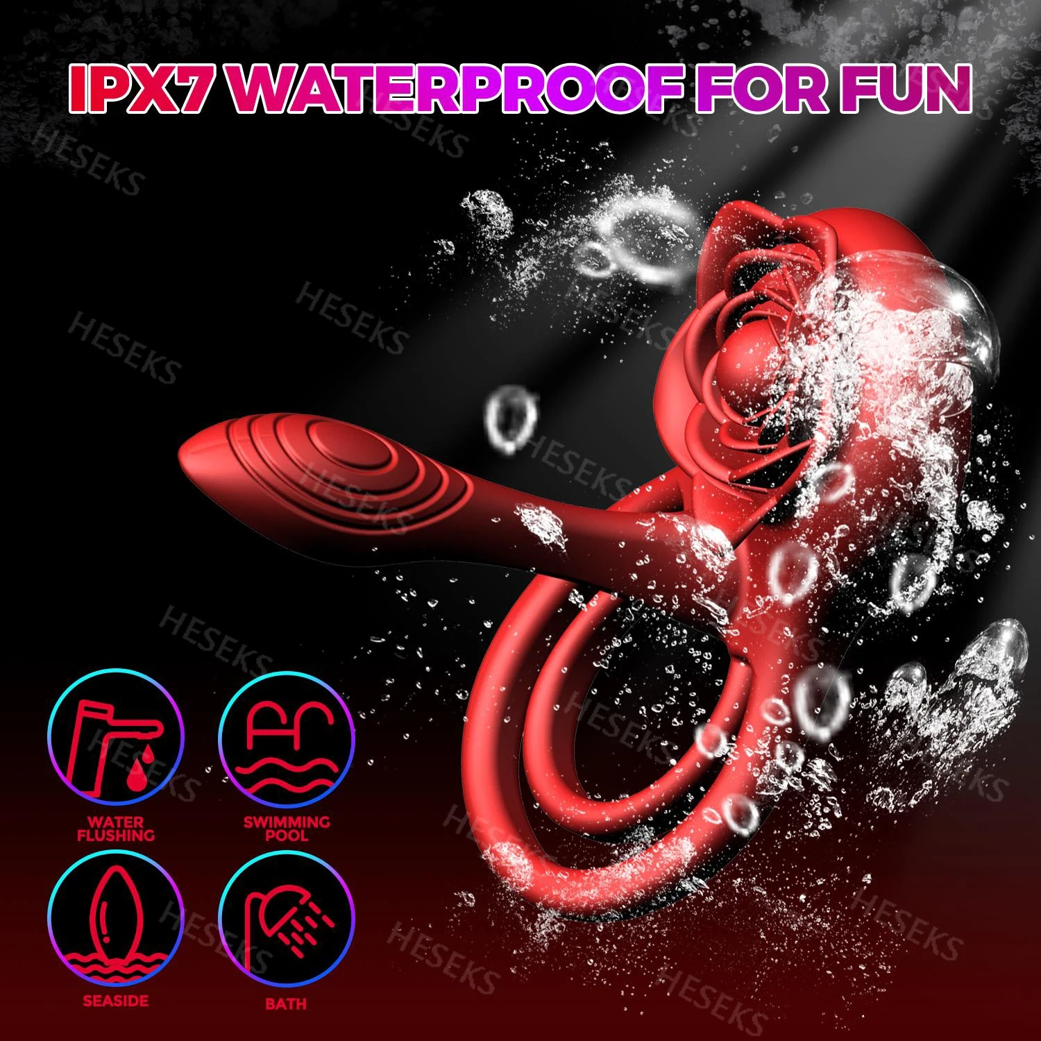 HESEKS Rose Вибриращ пенис пръстен 10 Вибрационен пенис пръстен Пенис вибратори G-точка Клиторален стимулатор Възрастни двойки Секс играчка за мъже