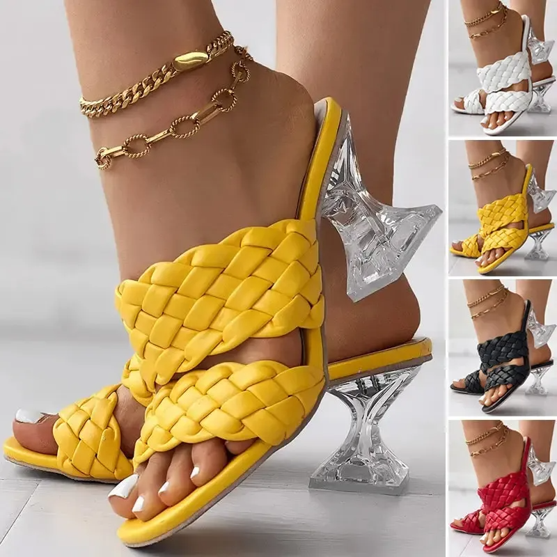 【36-43】Chinelos de salto alto cristal