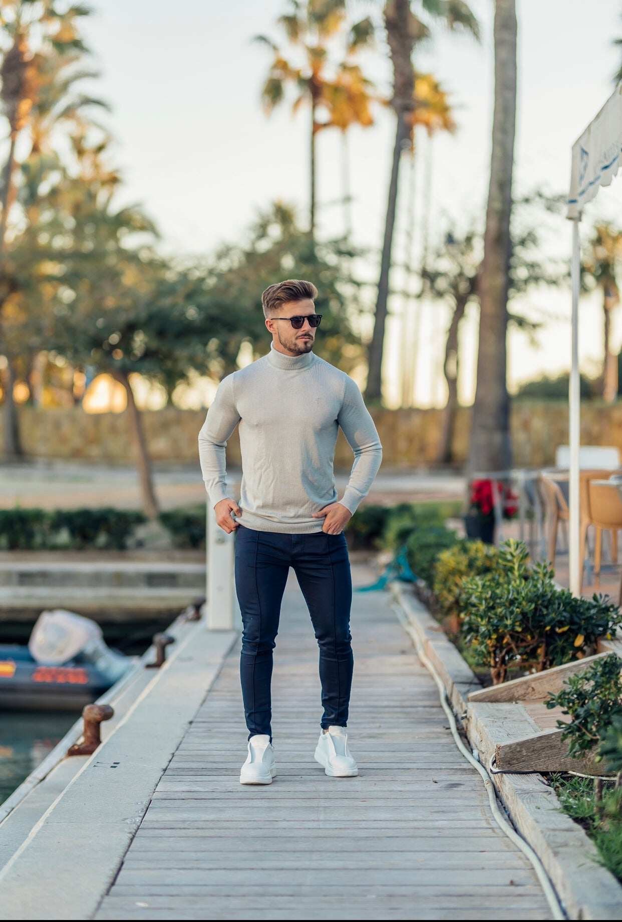 Father Sons Slim Stretch Navy Sateen Pintuck Trousers - FSH714