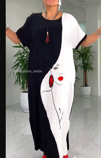 Novo vestido casual para mulher com estampado de personagem