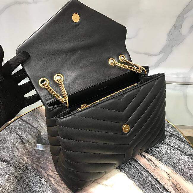 Średnia torba YSL 32 Loulou czarno-złota 32x22x11cm