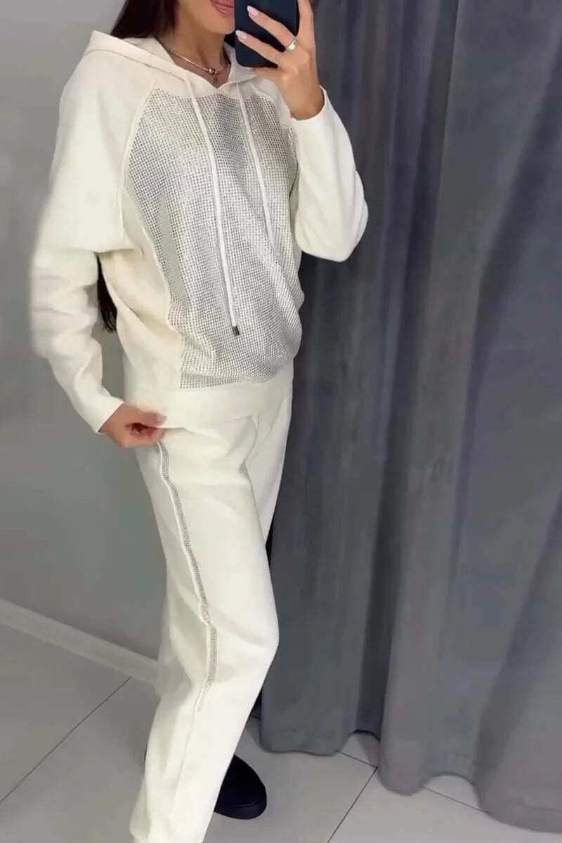 2024 Terno casual feminino com capuz