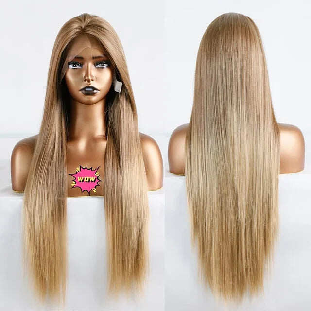 Perucas naturais longas e retas, detalhes da moda do dia a dia