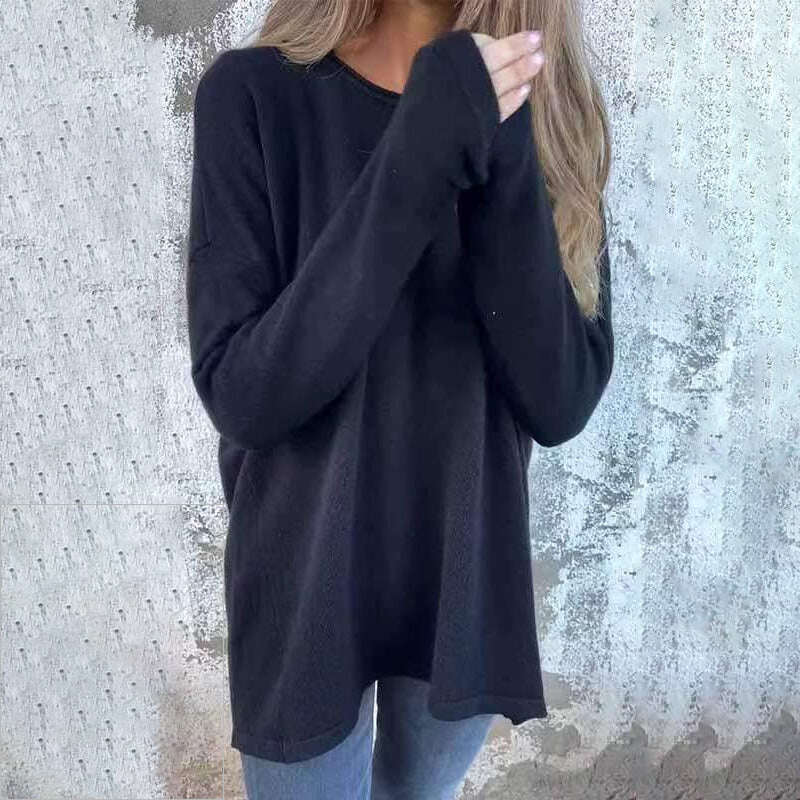 🌹Blusas femininas com decote redondo e mangas compridas