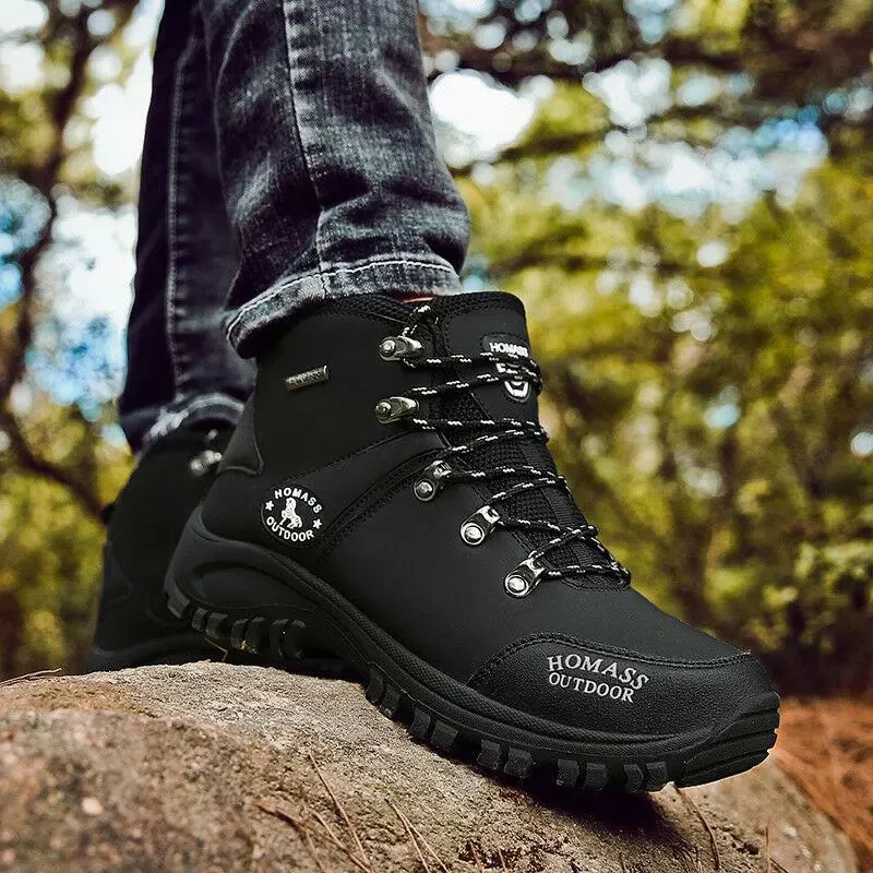 Botas masculinas para caminhada e acampamento, à prova d'água, antiderrapante, respirável, com cadarço, para caminhada ao ar livre