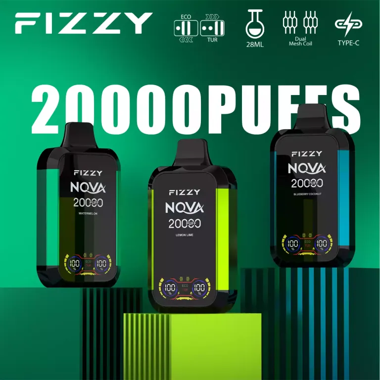 Fizzy Nova 20000 Puffs Dual Mesh LCD Screen Rechargeable Disposable Vapes Wholesale
