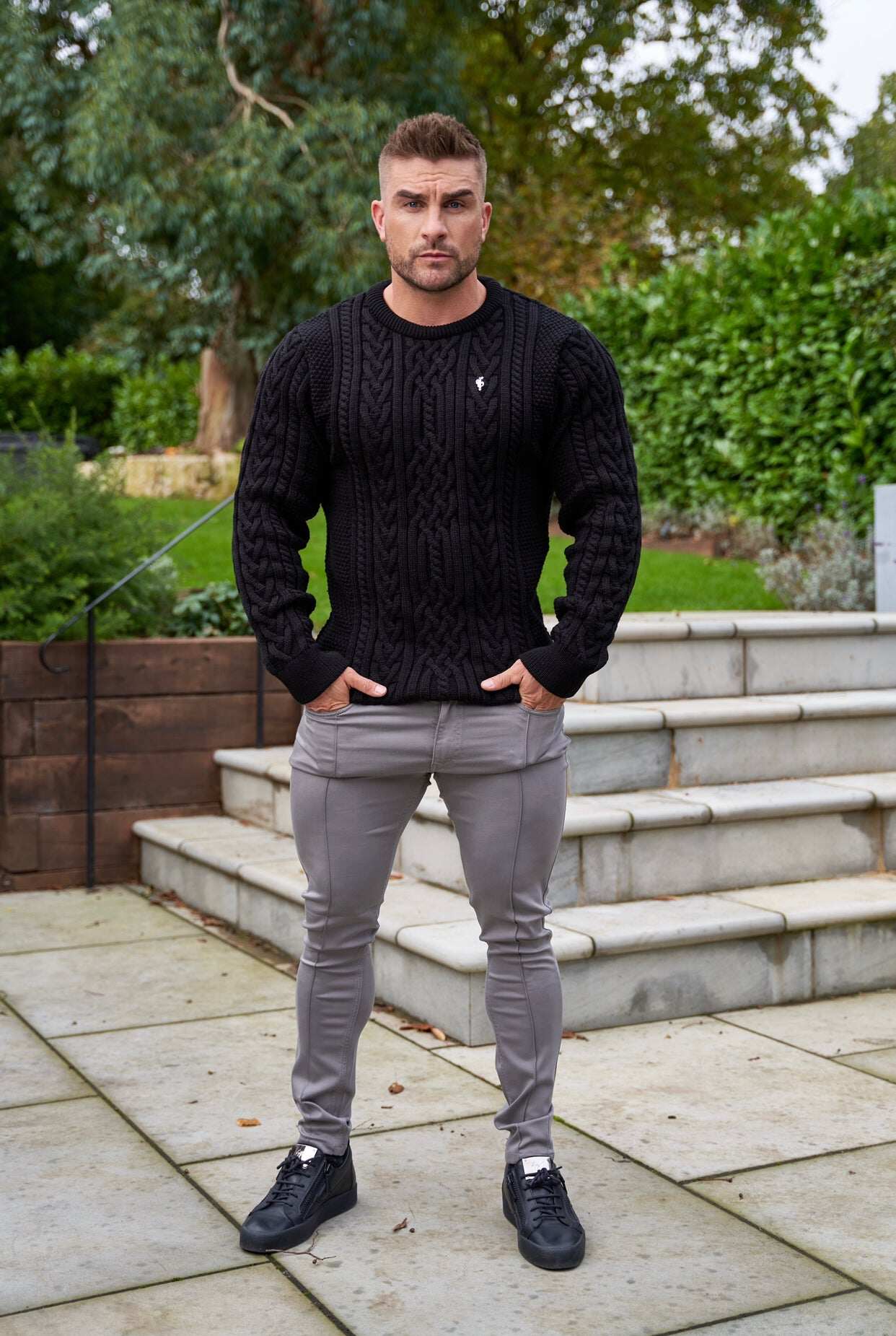 Slim Stretch Slate Grey Sateen Pintuck Trousers - FSH716