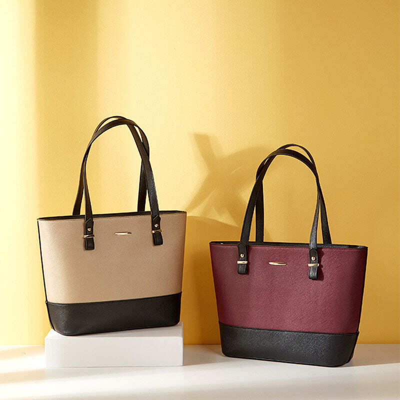 Bolsa feminina patchwork de 3 peças com franjas de alta capacidade