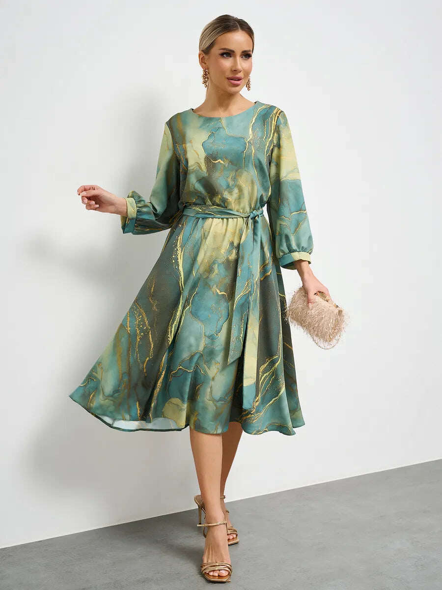 Vestido para mulher vestido feminino com mangas compridas francesas na cintura com cintura
