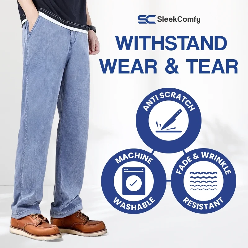 SleekComfy - Calça jeans reta com ajuste regular e conforto para o dia todo