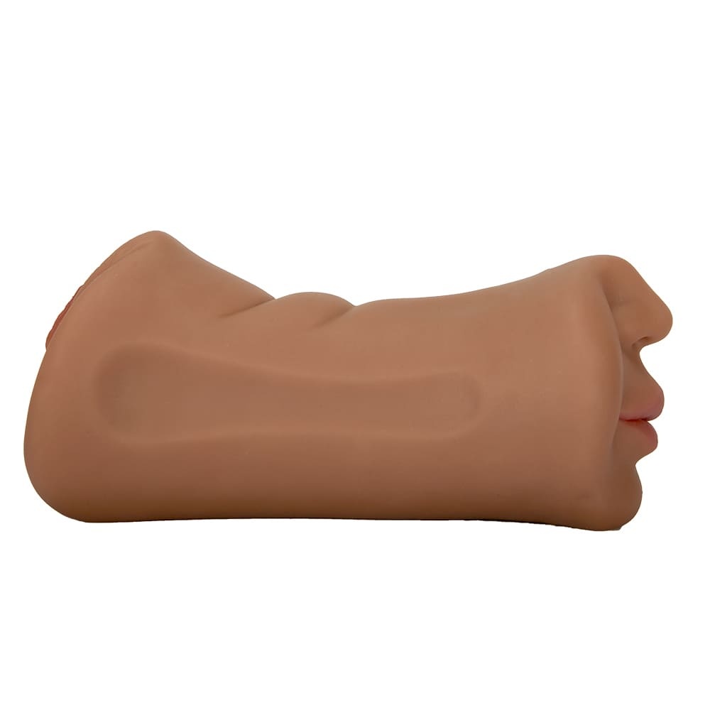3 in 1 Tanned Lifelike Face Pocket Pussy Blowjob Masturbator Stroker