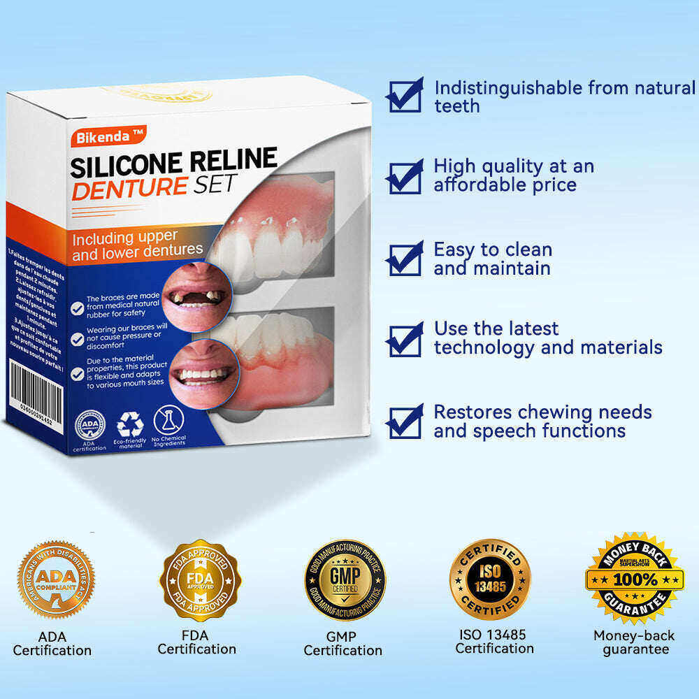 ✅Oficjalny sklep | Zestaw do protez zębowych BikendaTM Reline Silicone 🧑🏼‍⚕️Rekomendowany przez Brytyjskie Stowarzyszenie Stomatologiczne (BDA)