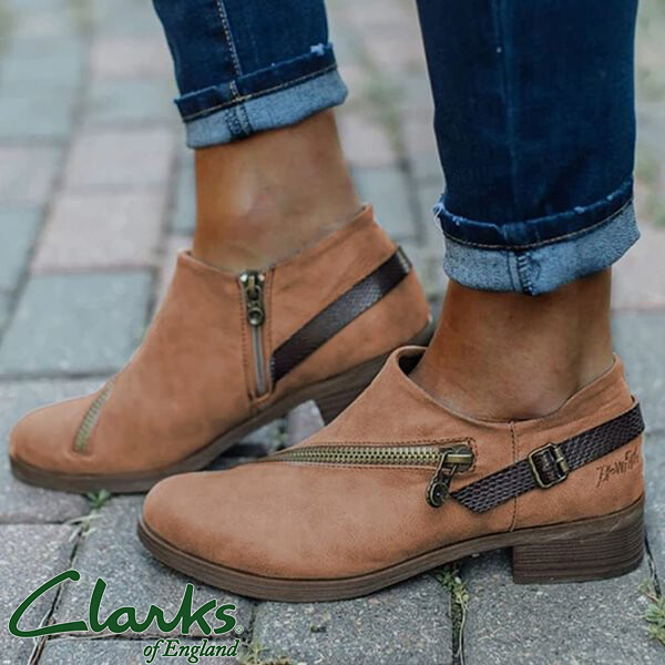 OSTATNI DZIEŃ 50% ZNIŻKI - Buty damskie na co dzień w stylu retro z okrągłymi noskami na niskim obcasie i suwakiem