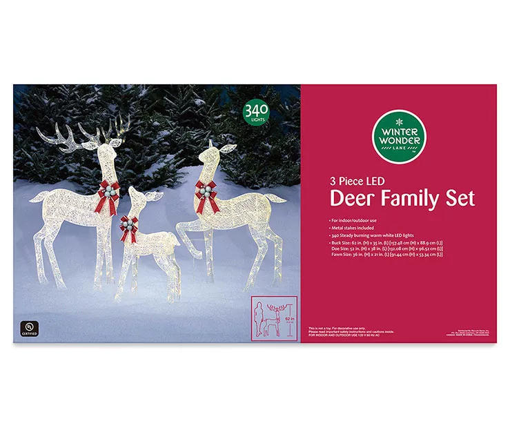CONJUNTO DE DECORAÇÃO LED DE 3 PEÇAS DEER FAMILY