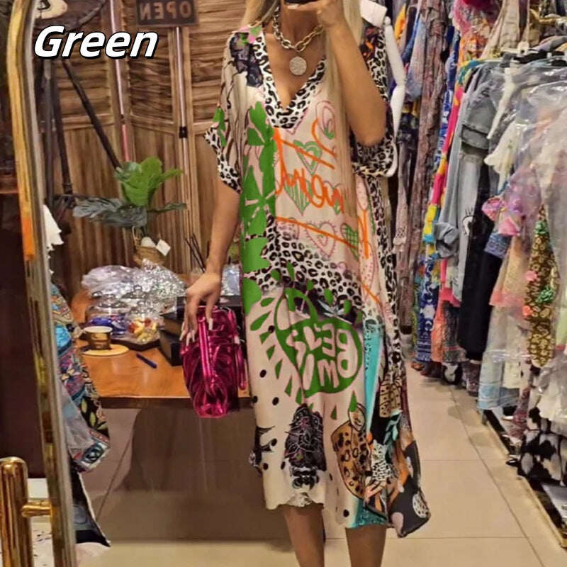 Vestido estampado completo feminino | Elegante