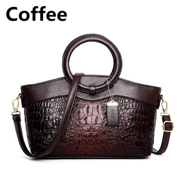 Bolsa De Couro Com Padrão De Crocodilo Em Estilo Retro