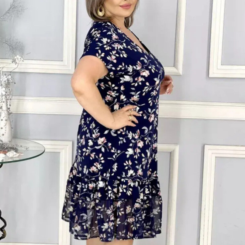 Compre 1 e ganhe 1 grátis!【S-5XL】👗2024 Novo vestido com estampa floral moderno e elegante