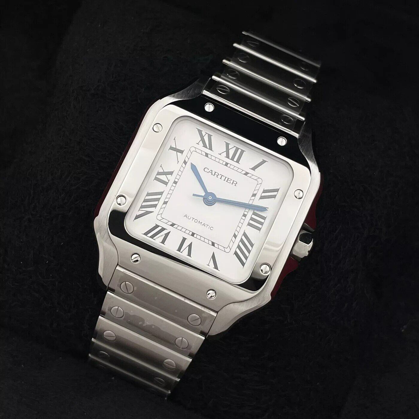 Santos de Cartier WSSA0029 stal nierdzewna biały MEDIUM kompletny
