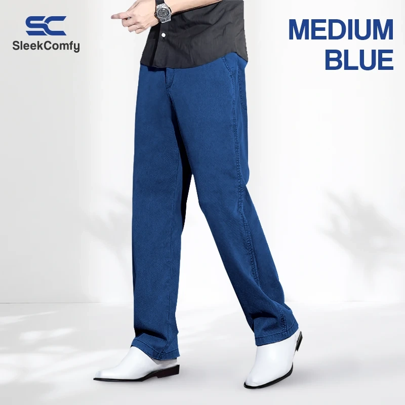 SleekComfy - Calça jeans reta com ajuste regular e conforto para o dia todo
