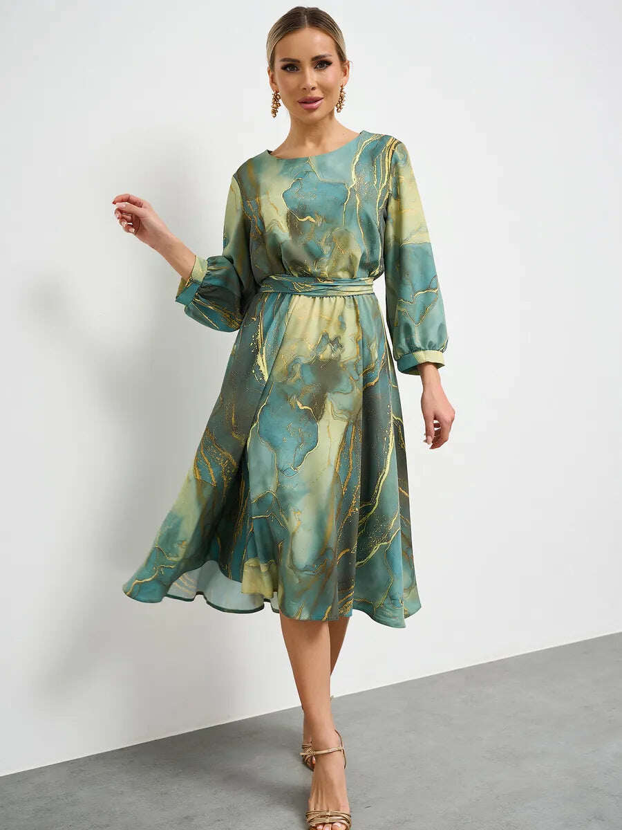 Vestido para mulher vestido feminino com mangas compridas francesas na cintura com cintura