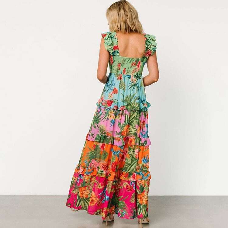 2025 New One-piece style with flutter sleeves and prints Swimsuit Set