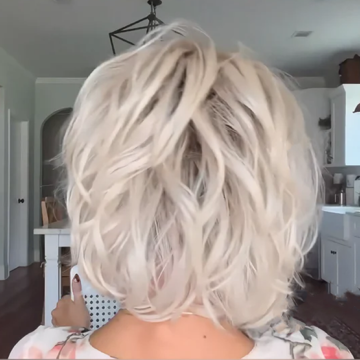 Curly bob wig with white silver gradient